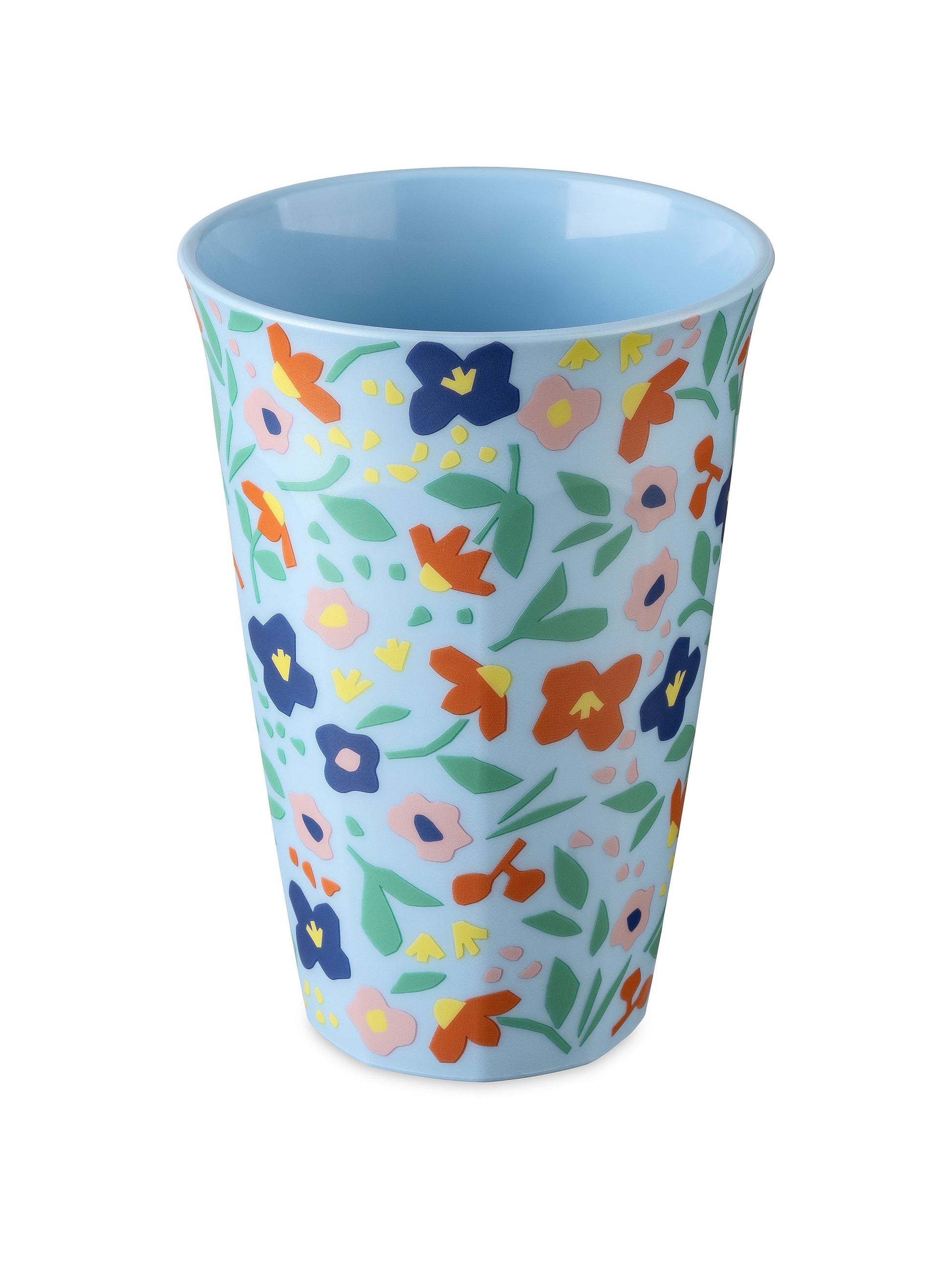 Koziol Becher Nora L BLOOMS – 450 ml, Ø 9,2 cm, Kunststoff (biozirkulär), Blau, spülmaschinenfest, BPA-frei