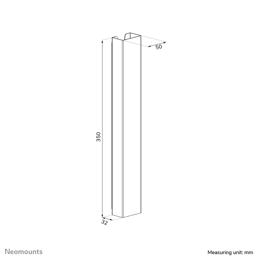 Neomounts ADS06-123WH Untertisch-Kabelwanne – 50 × 32 × 350 mm – Stahl – Weiss, magnetisch, 1 Stk.