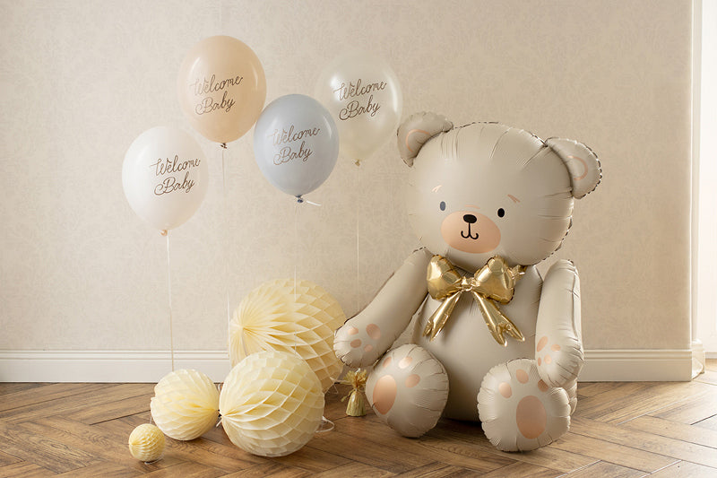 PartyDeco Folienballon Bär – cremefarben – 75 × 84 cm – Folie – 1 Stk