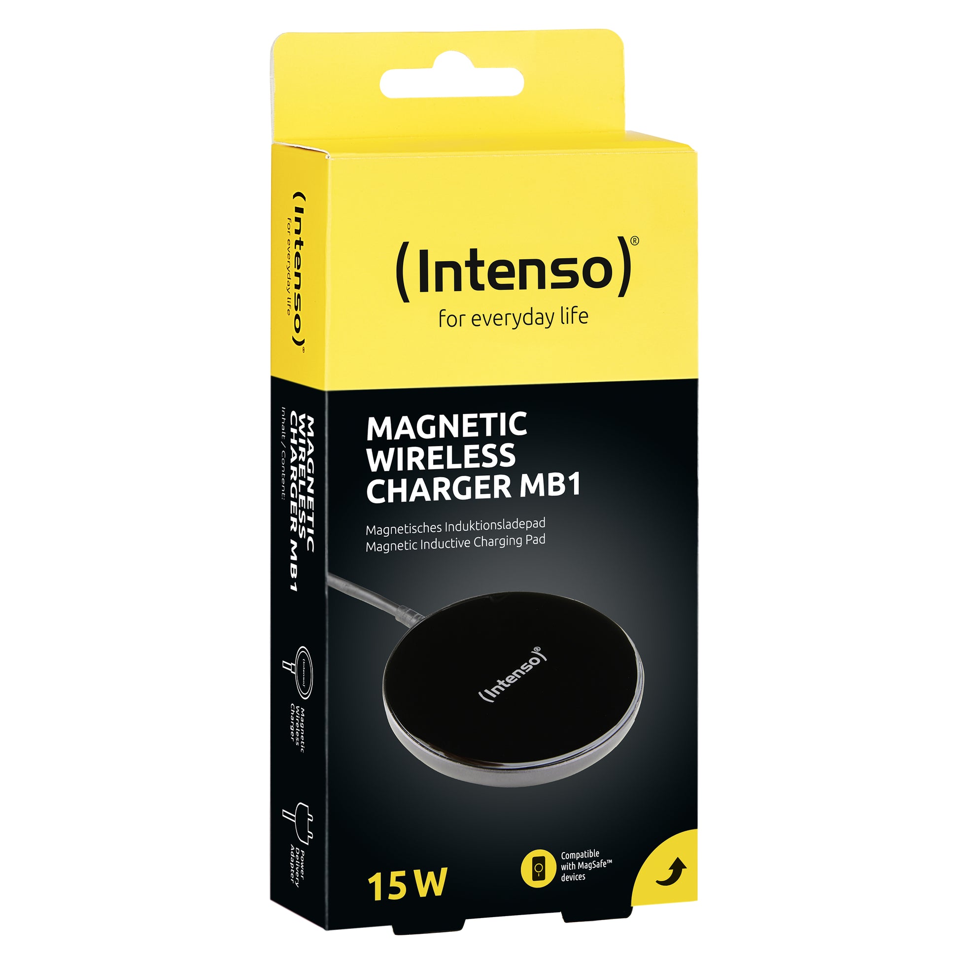 Intenso MB1 Kabelloses Ladegerät 15 W – MagSafe-kompatibel – für iPhone mit MagSafe – schwarz