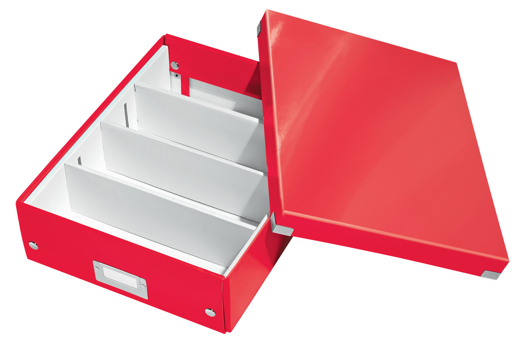 Leitz Click & Store WOW Aufbewahrungsbox 10 l – B 281 × H 100 × T 370 mm, mit Deckel, stapelbar, rot, Karton