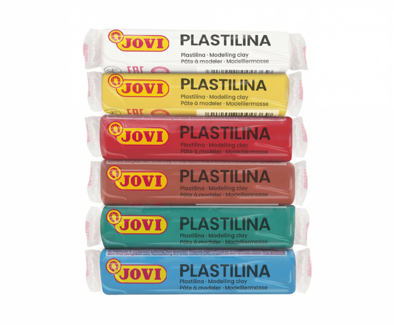 Jovi Knetmasse (weichbleibend), Mehrfarbig, 6 × 15 g, 6 Stk.