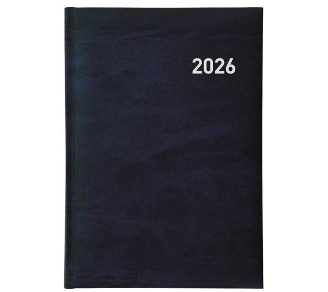 Biella Executive Agenda – 1 Tag pro Seite, gebunden, 14,5 × 20,5 cm, 2026, 1/2-Stunden-Takt, dunkelblau, FSC