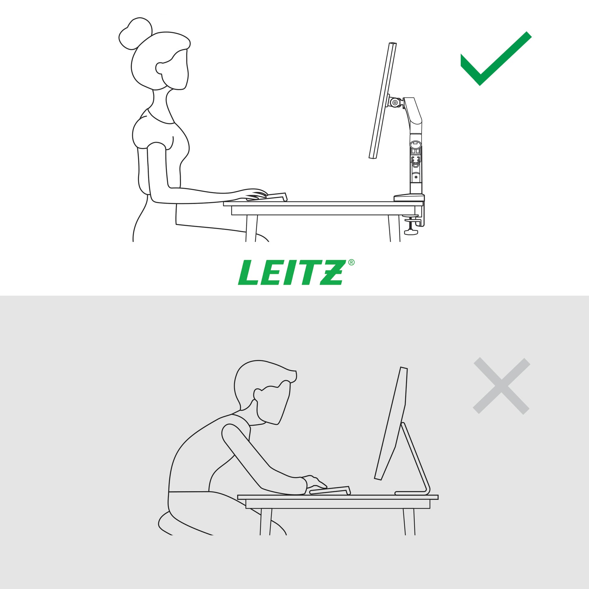 Leitz Ergo 64890085 – Monitorarm, Tischklemme/Tischdurchführung, bis 32", VESA 75 × 75/100 × 100 mm, 9 kg