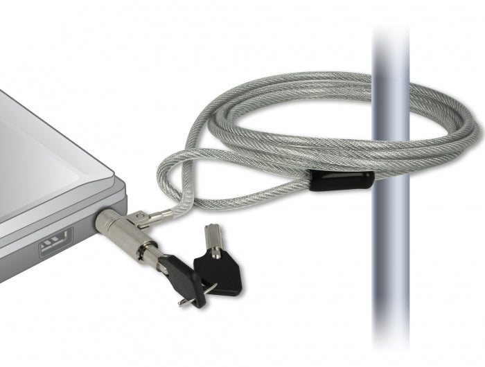 Navilock Kabelschloss für HP Elite X2, Noble Wedge – 1,8 m, 4,5 mm – 2 Schlüssel – Silber
