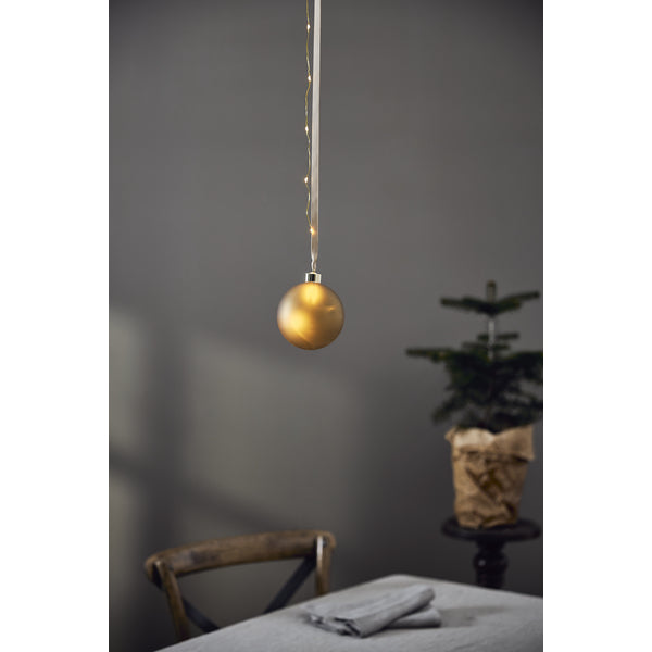 Star Trading Bliss Glaskugel – Ø 10 × 11 cm – Glas, Gold – Batteriebetrieb (3 × AA), Warmweiss, Timer 6/18 h