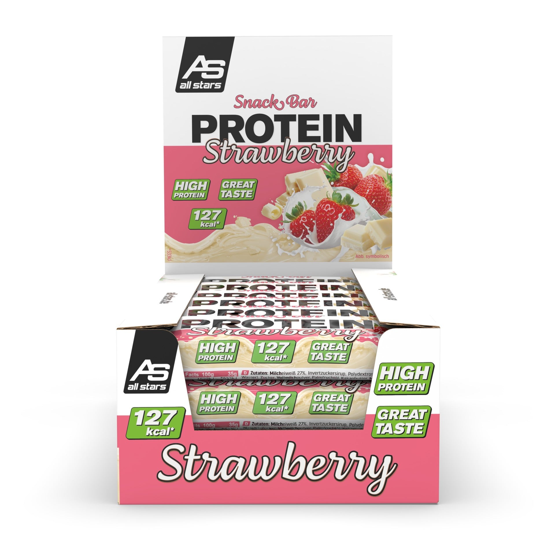 ALL STARS Fitness Products All Stars Protein-Riegel – Erdbeere – 18 × 35 g