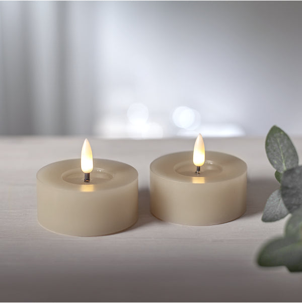 Star Trading Teelicht Flow – Batteriebetrieben, Timer, 2er-Pack – Beige