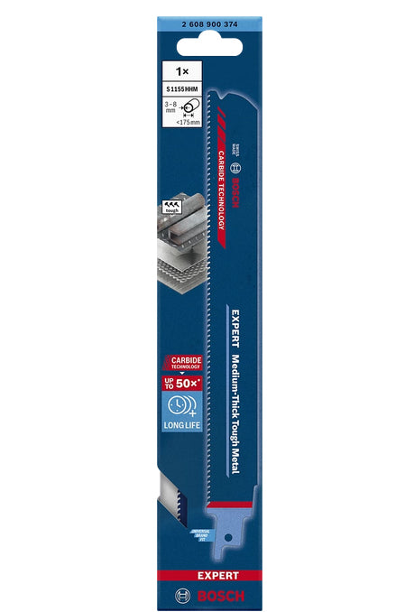Bosch EXPERT S 1155 CHC Säbelsägeblatt 225 mm Hartmetall – für Metall – 1 Stk