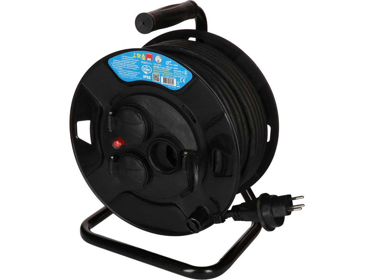 Max Hauri AG Max Hauri Kabelrolle – 3× T13, 33 m, IP55, aussen, schwarz