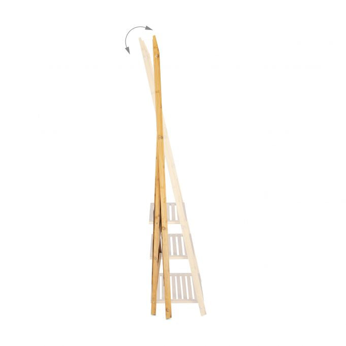 Relaxdays Handtuchständer – 3 Arme, 53×31×152 cm, Bambus, Holz