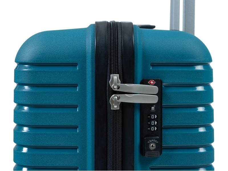 KOOR Trolley – 95 l, Hartschale, 4 Rollen, mit TSA, Petrol, 46 × 76 × 30 cm