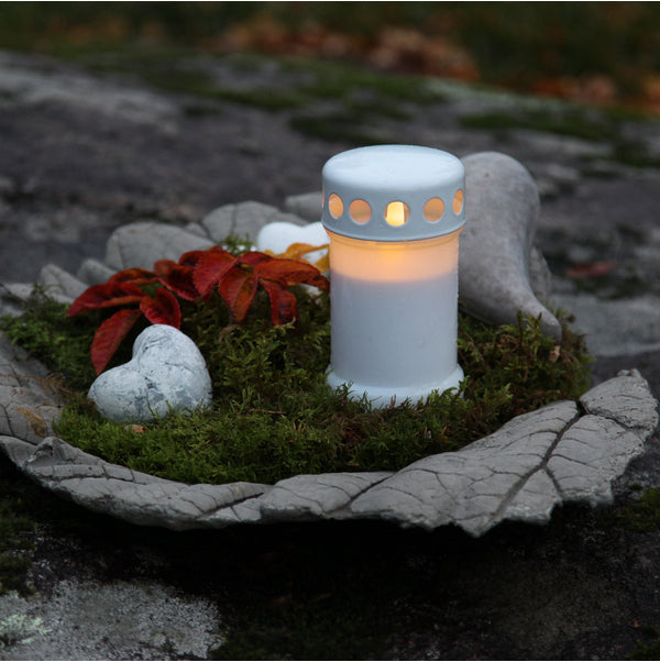 Star Trading Serene Grablicht – für Aussen, 13,5 cm hoch – Akku, Weiss