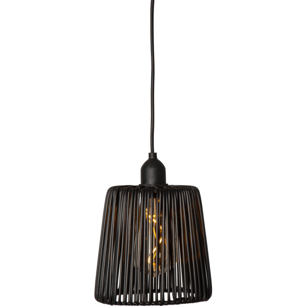 Star Trading Dekorative Aussenleuchte 857-34 – Ø 15 cm – 3000 K – IP44 – Batteriebetrieben – Schwarz, Rattan