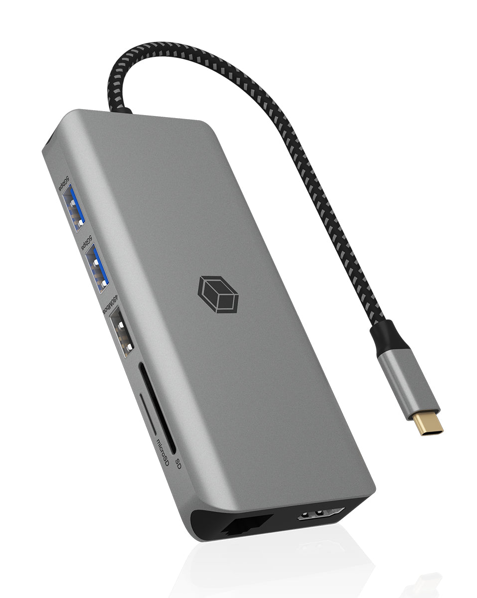 ICY BOX IB-DK4061 Dockingstation – USB-C, 2× HDMI, 4× USB-A, 100 W PD, GbE, für Windows/Mac/ChromeOS