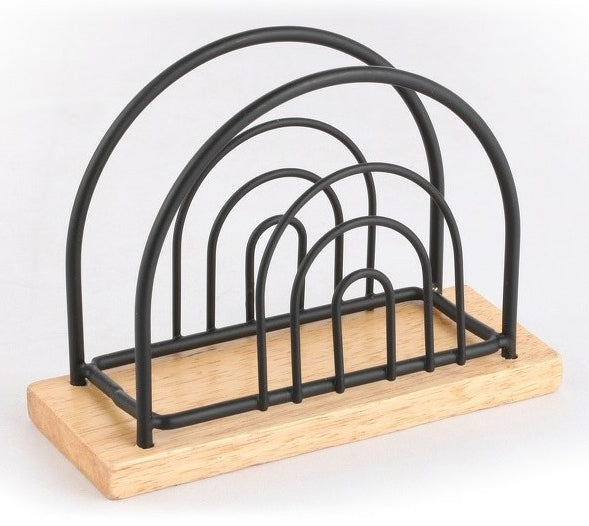 MSV Serviettenhalter 13 × 5 × 9,2 cm, Bambus/Stahl, Braun/Schwarz