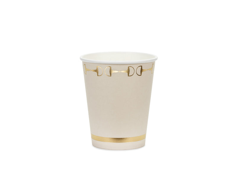 PartyDeco Trinkbecher, Papier – 2,2 dl, Beige/Gold – FSC – 6 Stk.