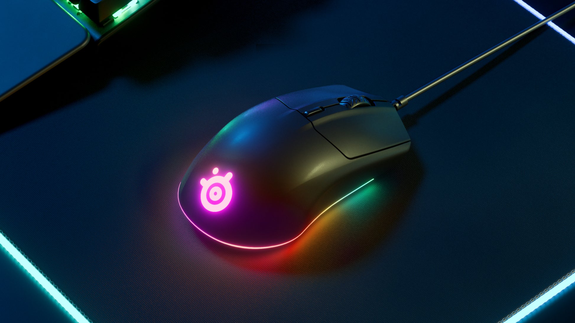 SteelSeries Rival 3 – Gaming-Maus – Kabelgebunden (USB‑A), 8500 DPI, RGB-Beleuchtung, rechts, Schwarz