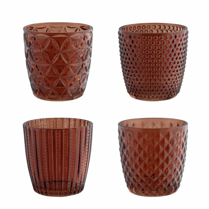 EGLO Windlicht – Glas, rot – Ø 7,3 × 7,3 cm – 4‑teilig