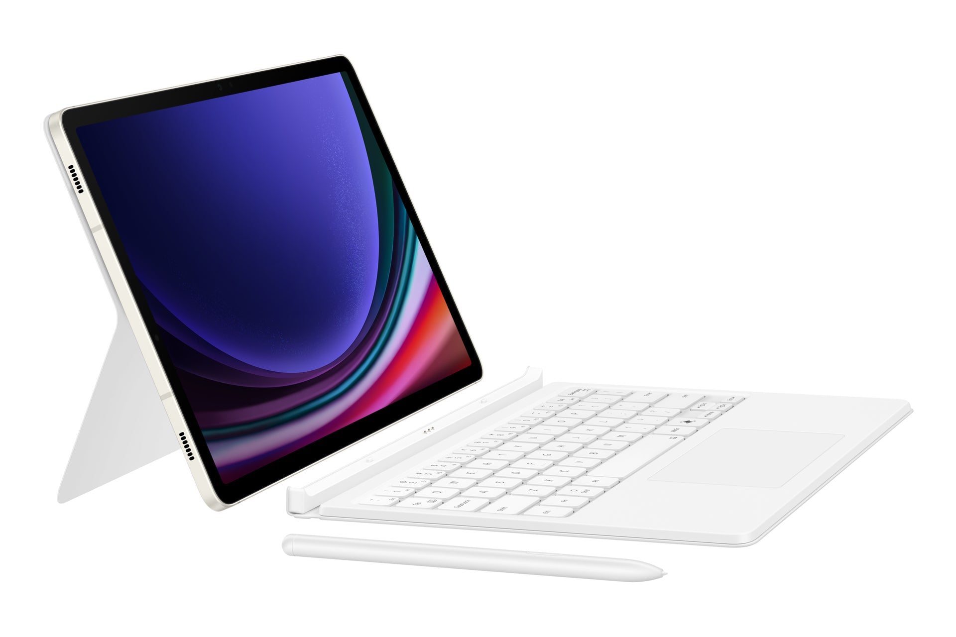 Samsung Book Cover Keyboard EF-DX725 – Galaxy Tab S9, S9 FE, QWERTZ, Touchpad, Weiss