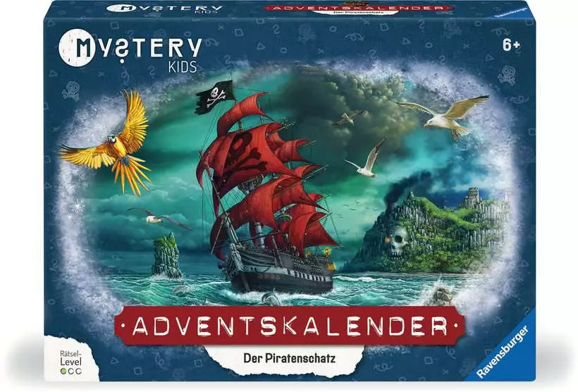 Ravensburger Adventskalender Mystery Der Piratenschatz – ab 6 Jahren, d, 385 × 385 × 60 mm, Karton, mehrfarbig