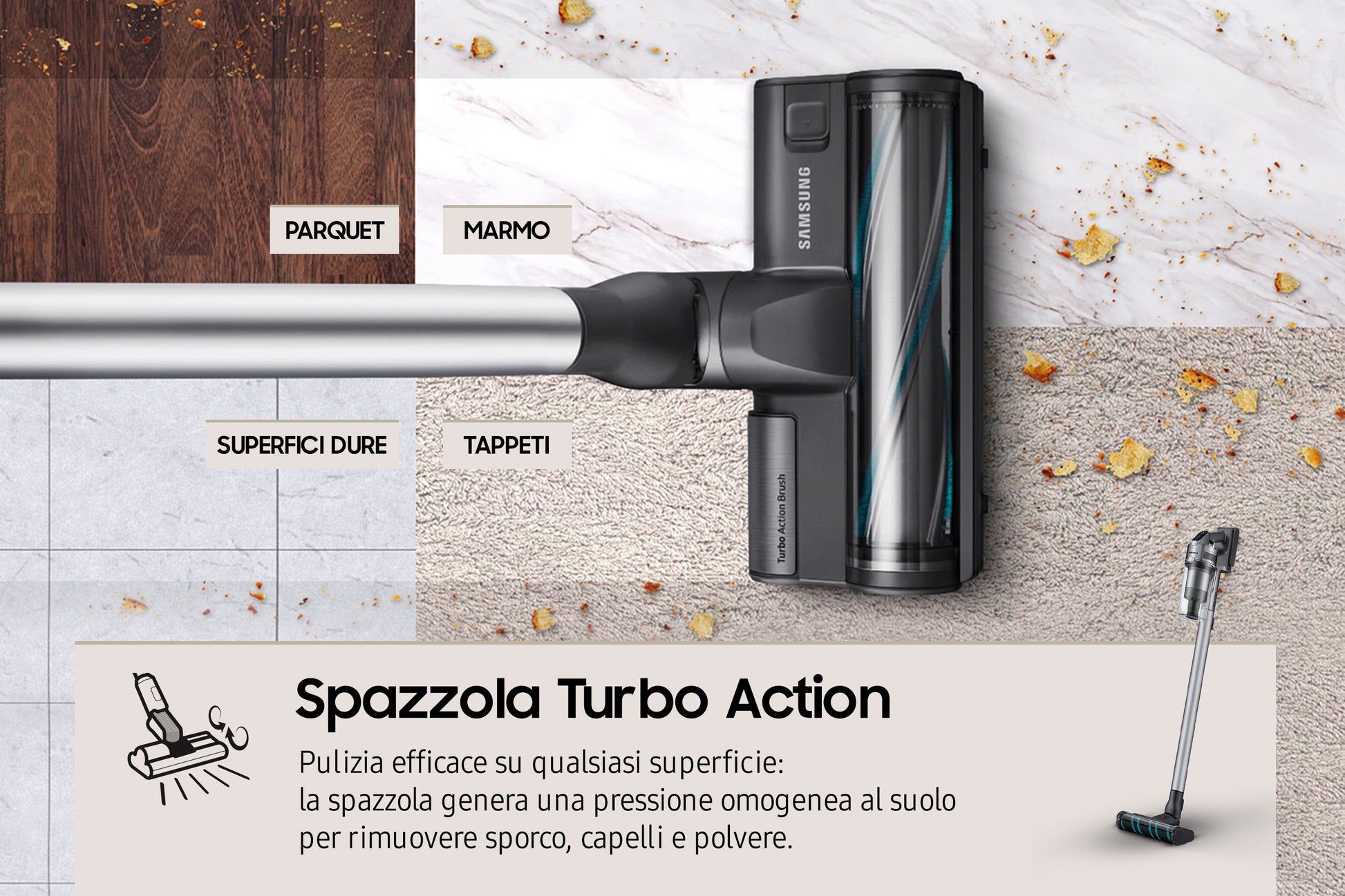 Samsung Stabstaubsauger VS20B75ACR5 – 2-in-1, 2500 mAh, 0,8 l, Akkubetrieb