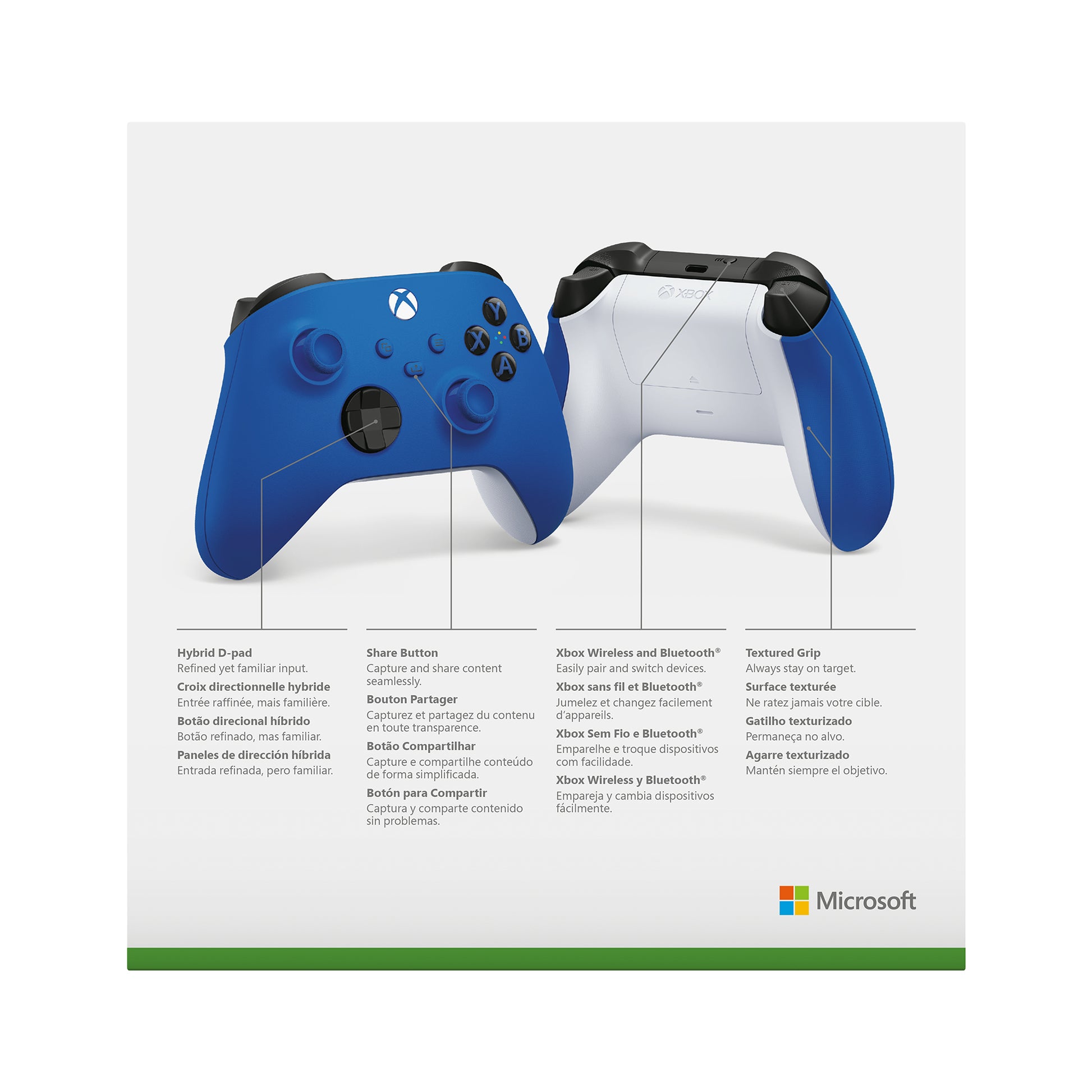 Microsoft Xbox Wireless Controller – Gamepad – USB + Bluetooth, Reflex-Vibration, für Xbox, PC & Android, Blau