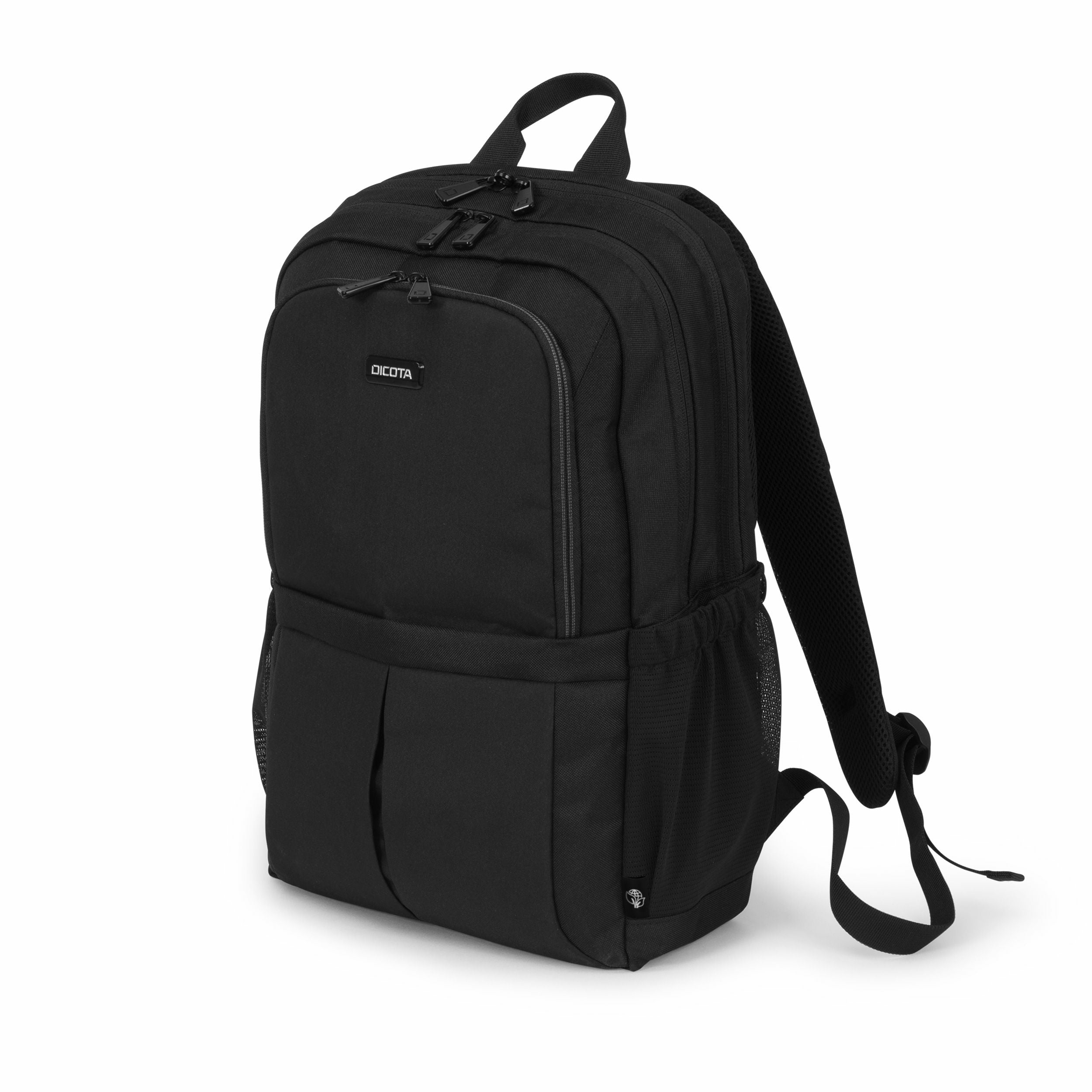 DICOTA Eco SCALE Notebook-Rucksack bis 17,3" – 100% recycelter PET, Trolley-Haltegurt – Schwarz