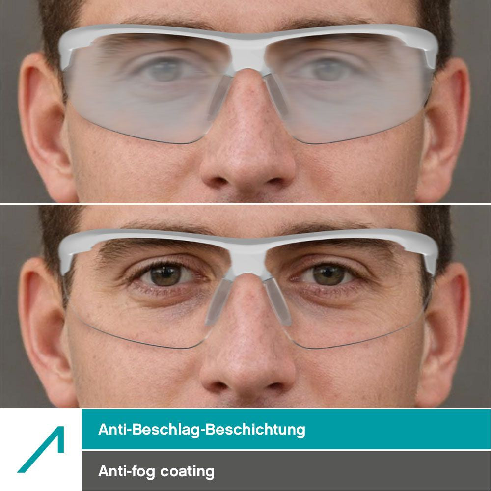 ACE Schutzbrille Evo – Transparent/Weiss, Polycarbonat, Nebelsicher, EN166, für Brillenträger
