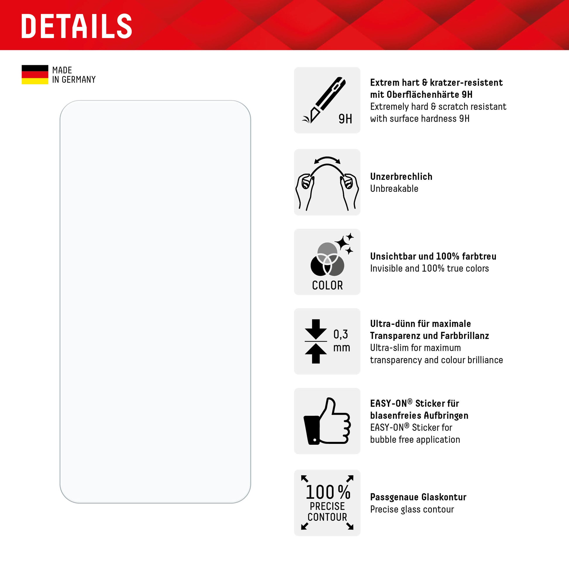 E.V.I. Displayschutz (Folie), 9H – für Galaxy S24 – mit Applikator