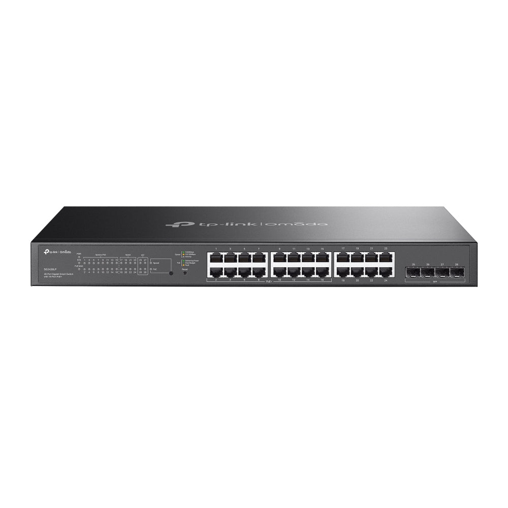 TP-Link SG2428LP – Managed Switch – 24×GbE, 4×SFP, L2/L2+, PoE+ 150 W, 1U