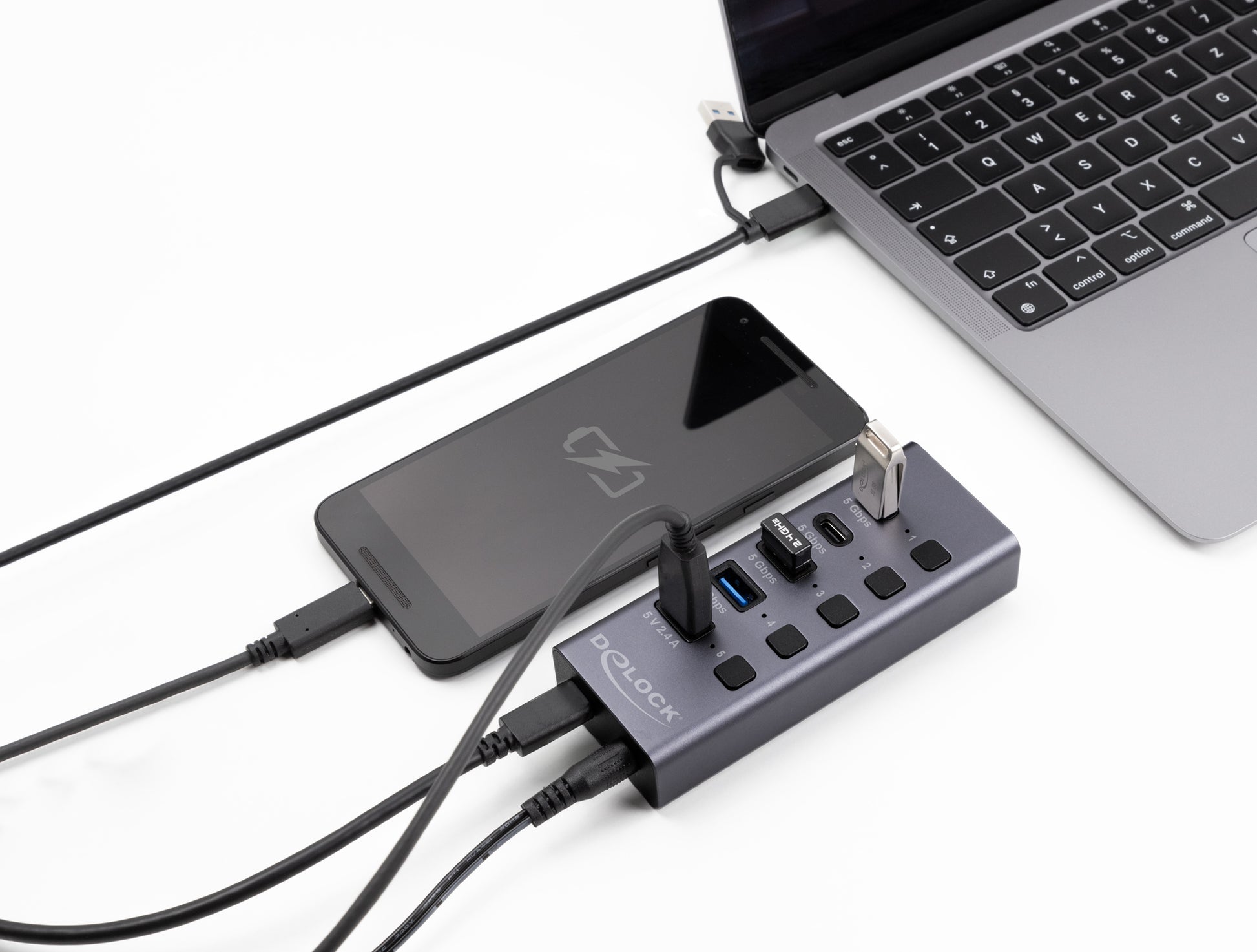 DeLOCK 64248 USB-Hub – USB-C, 3× USB-A, 3× USB-C, für Windows/Mac/ChromeOS