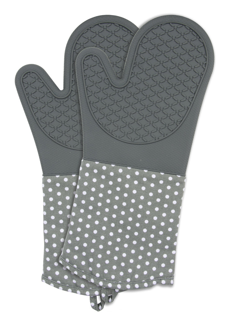 Wenko – Topfhandschuhe 18,5 × 37,5 cm, Baumwolle/Silikon, rutschfest, 2er-Set, Grau