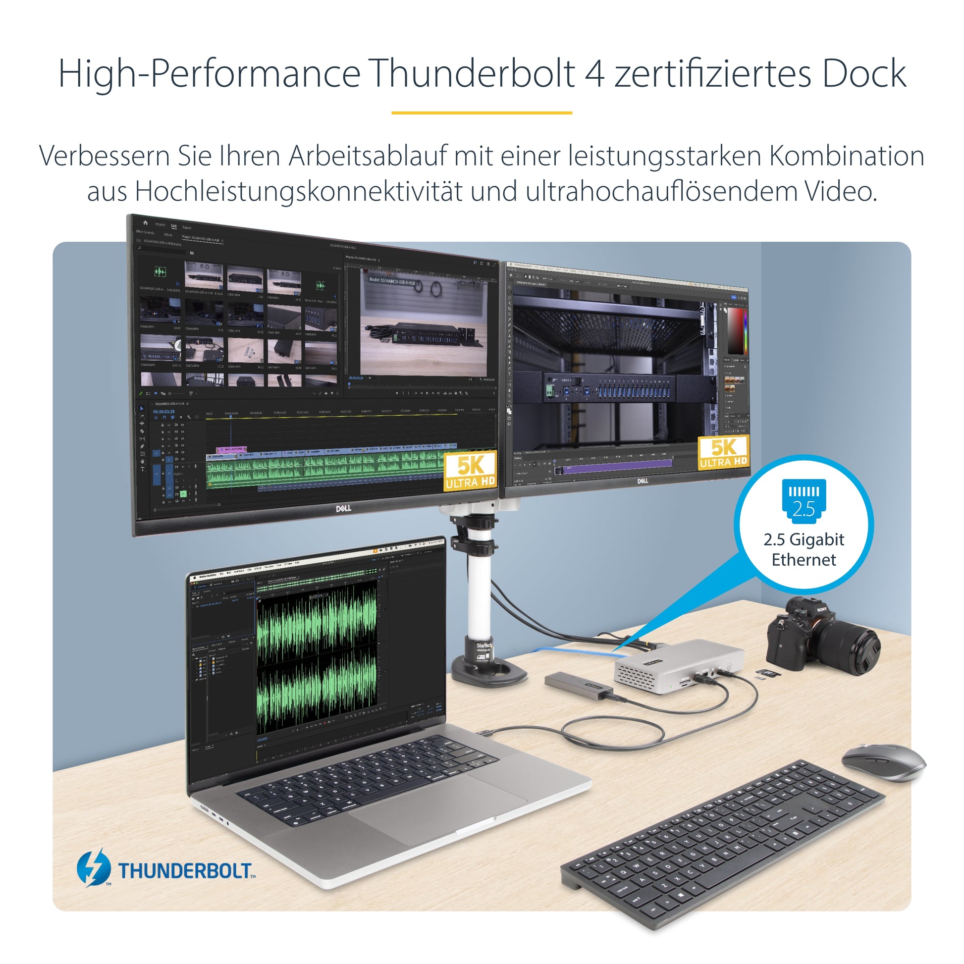 StarTech.com Dockingstation – Thunderbolt 4, 2× DP, 2× HDMI, 98 W PD, 2,5GbE, für Windows/Mac