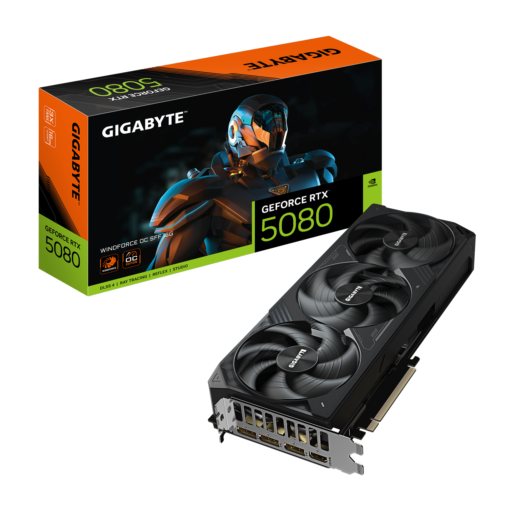 GIGABYTE GV-N5080WF3OC-16GD – Grafikkarte – GeForce RTX 5080, 16 GB GDDR7, PCIe 5.0, 3×DP, 1×HDMI, SFF-bereit