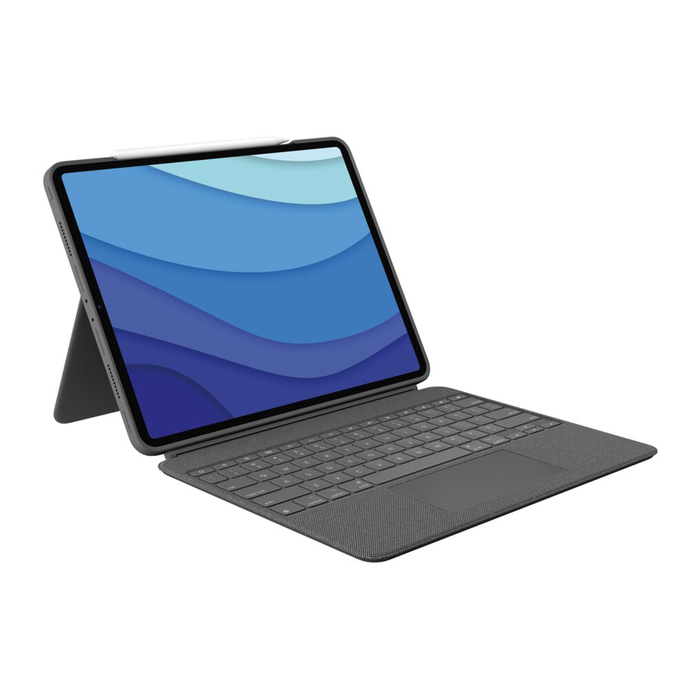 Logitech Combo Touch – Tastatur, CH-Layout (DE-CH), mit Touchpad, Grau – für iPad Pro 12,9" (5. Gen)