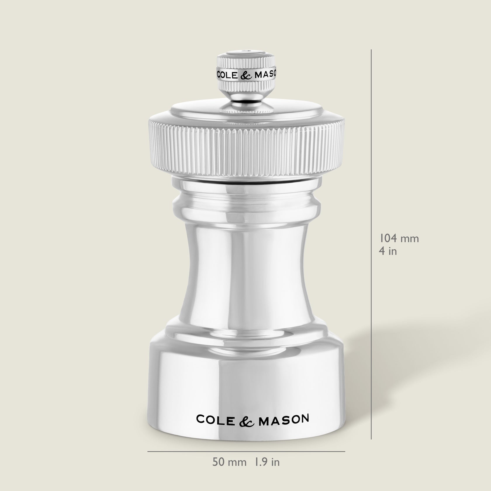 Cole & Mason Hoxton – Salz- und Pfeffermühle 2-teilig, Ø 5,5 × 10,4 cm, Edelstahl/Zamak, Silber