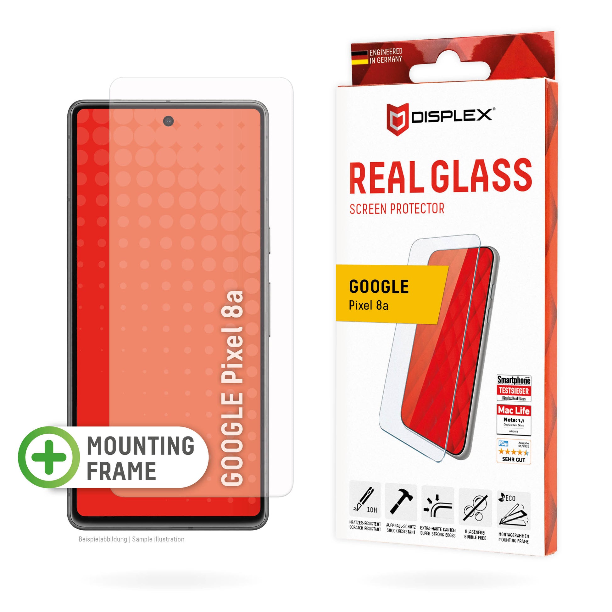 E.V.I. Displayschutz (Panzerglas), 10H – für Pixel 8A – mit Applikator