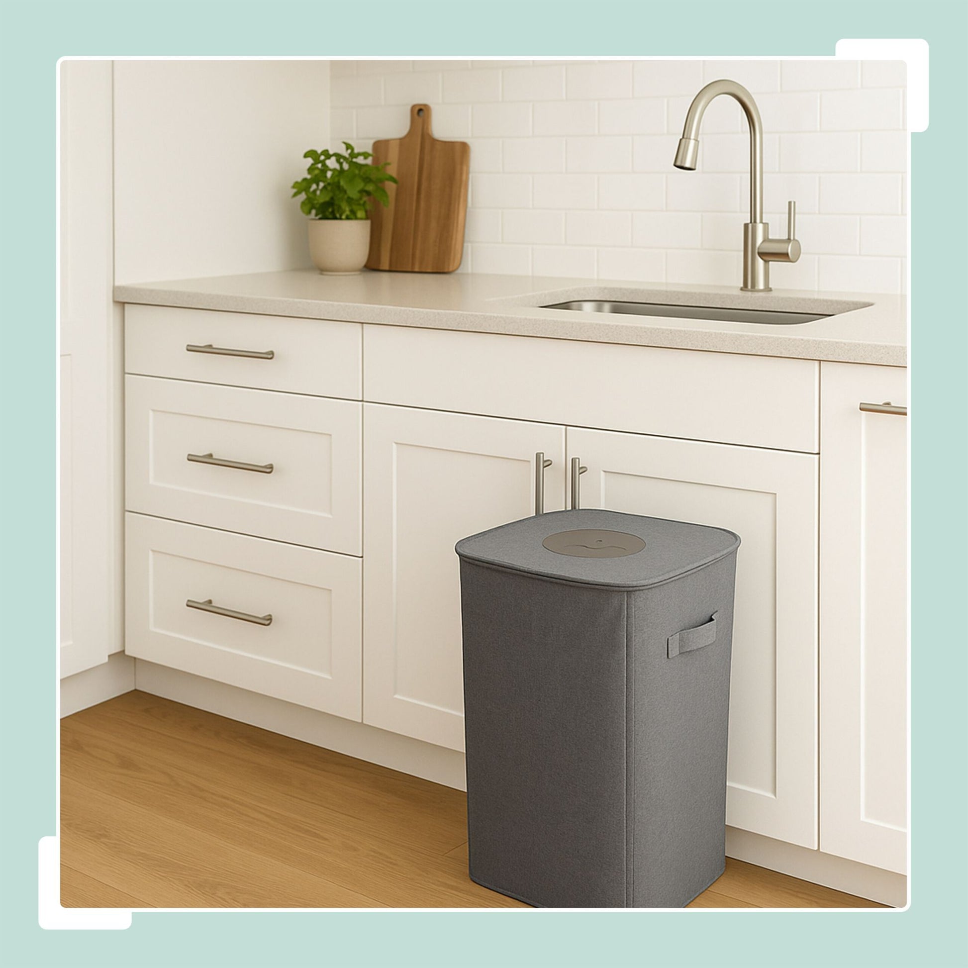 Relaxdays Recyclingbox – 100 l – Polyester (PES), rechteckig – grau – mit Innenkübel, mit Griffen