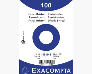 Exacompta Karteikarten – A6 – blanko, weiss, 205 g/m² – 100 Stk