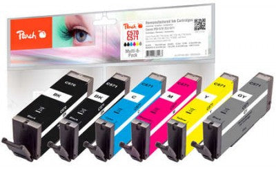 Peach PGI-570/CLI-571 Tintenpatronen-Multipack, 6er-Set (Kompatibel) – für Canon Pixma MG 6850/7750, TS 5050