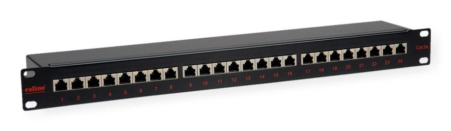 ROLINE Patchpanel Cat.5e – 24× Ports, geschirmt, 19", 1U, schwarz