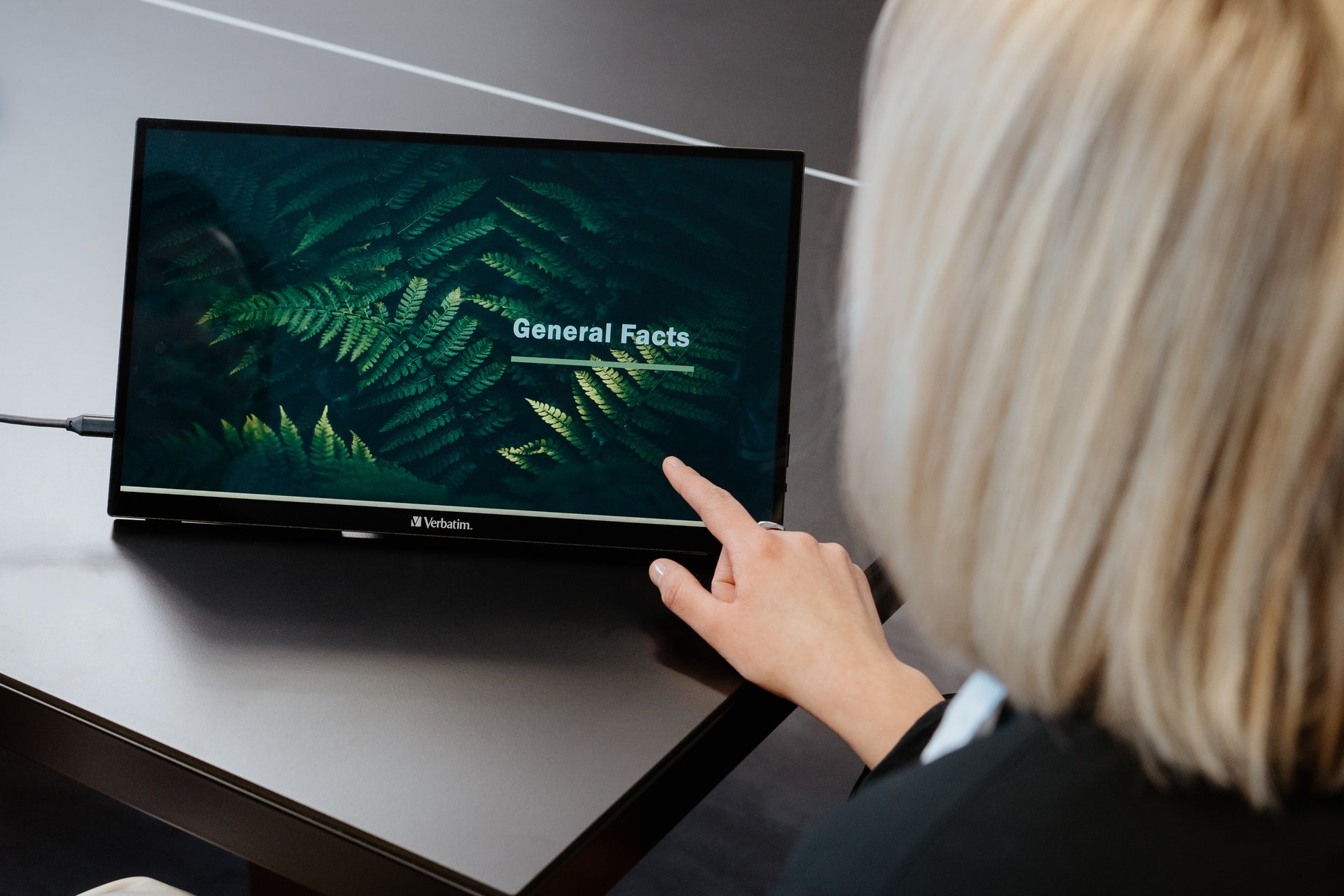 Verbatim Portabler Monitor, 15,6", 1920 × 1080 (Full HD), IPS, Touch, 60 Hz, 250 cd/m², USB-C, Schwarz