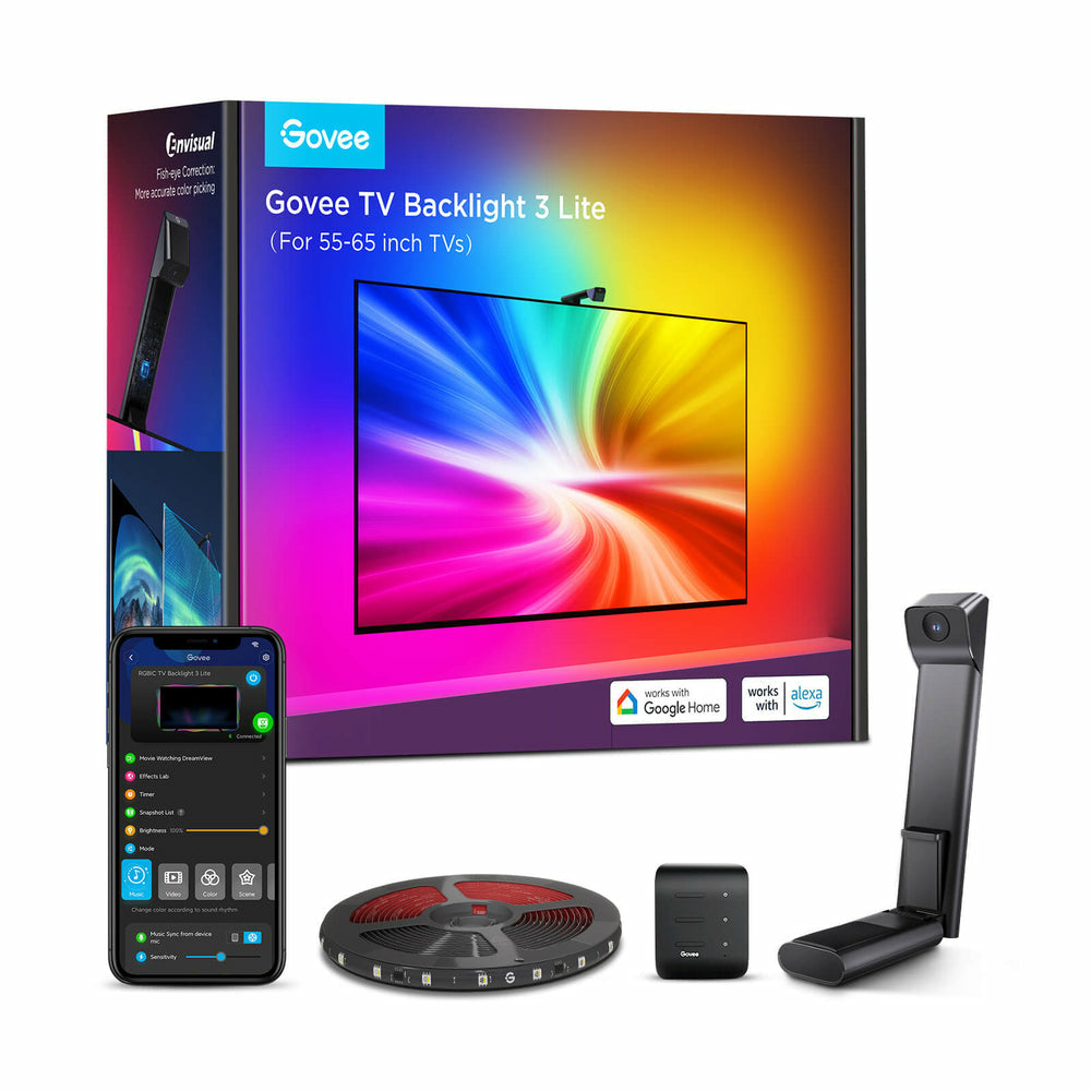 Govee Envisual T3 TV-Backlight-Set – RGBIC, Bluetooth – für 55–65" TVs – Schwarz