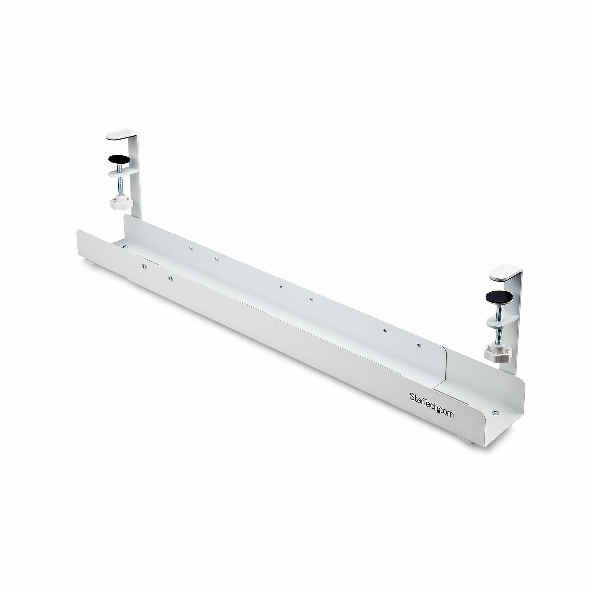 StarTech.com Untertisch-Kabelwanne – 105 × 120 × 207 mm – Stahl – Weiss, ohne Bohren, 1 Stk.
