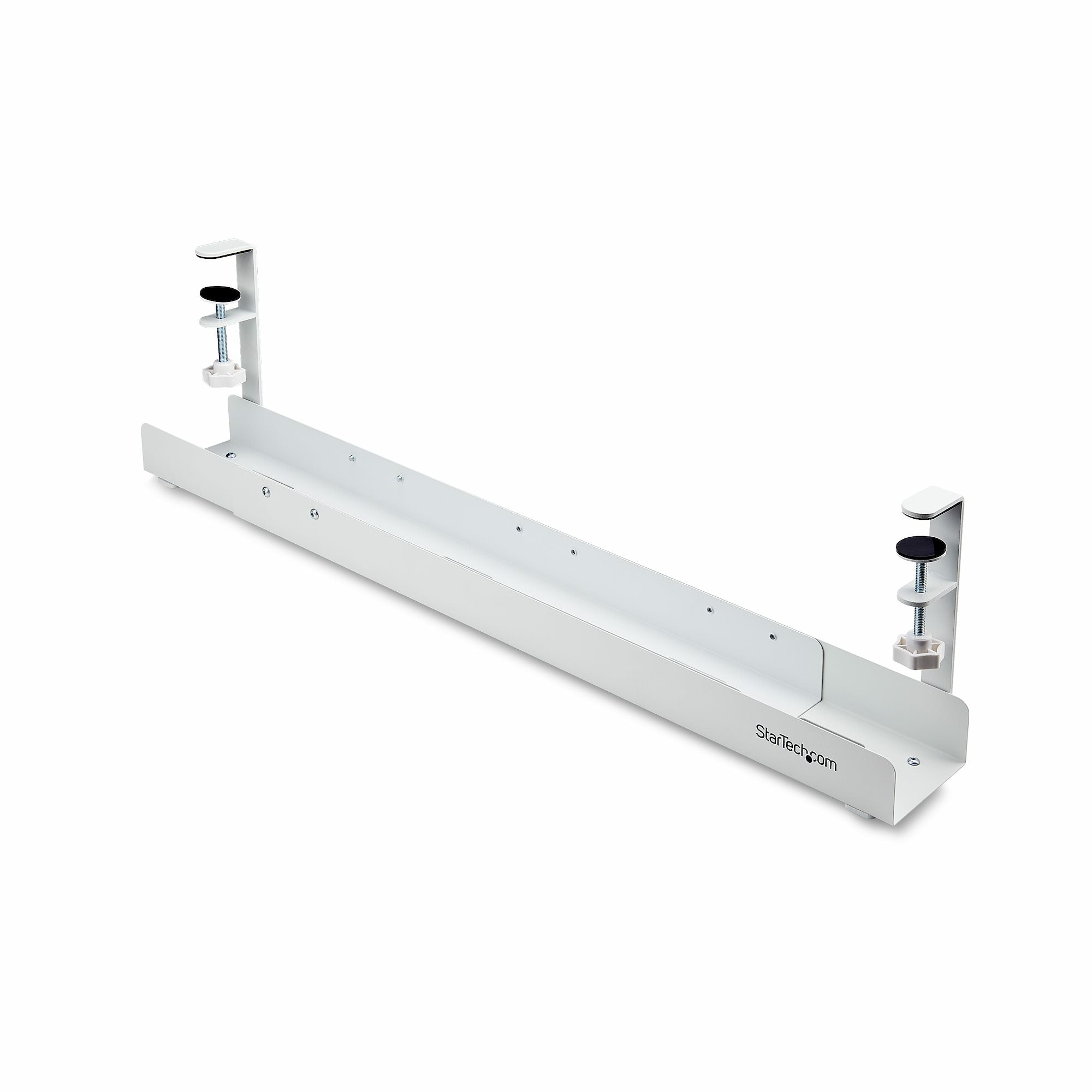StarTech.com Untertisch-Kabelwanne – 105 × 120 × 207 mm – Stahl – Weiss, ohne Bohren, 1 Stk.