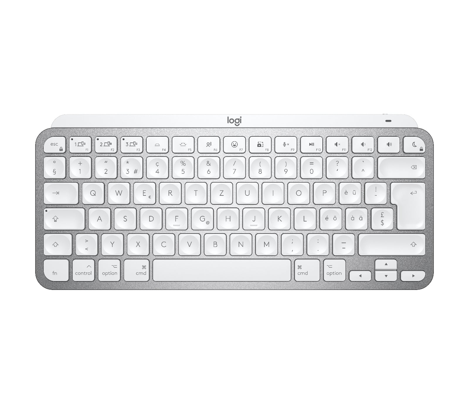 Logitech MX Keys Mini – Tastatur, kabellos (Bluetooth), CH-Layout (DE-CH), 60%, Scherenmechanik – für macOS