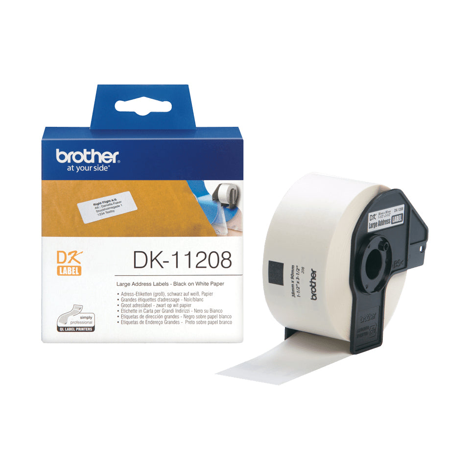 Brother Adress-Etiketten, 38 mm × 90 mm, weiss, Papier, permanent, 400 Etiketten