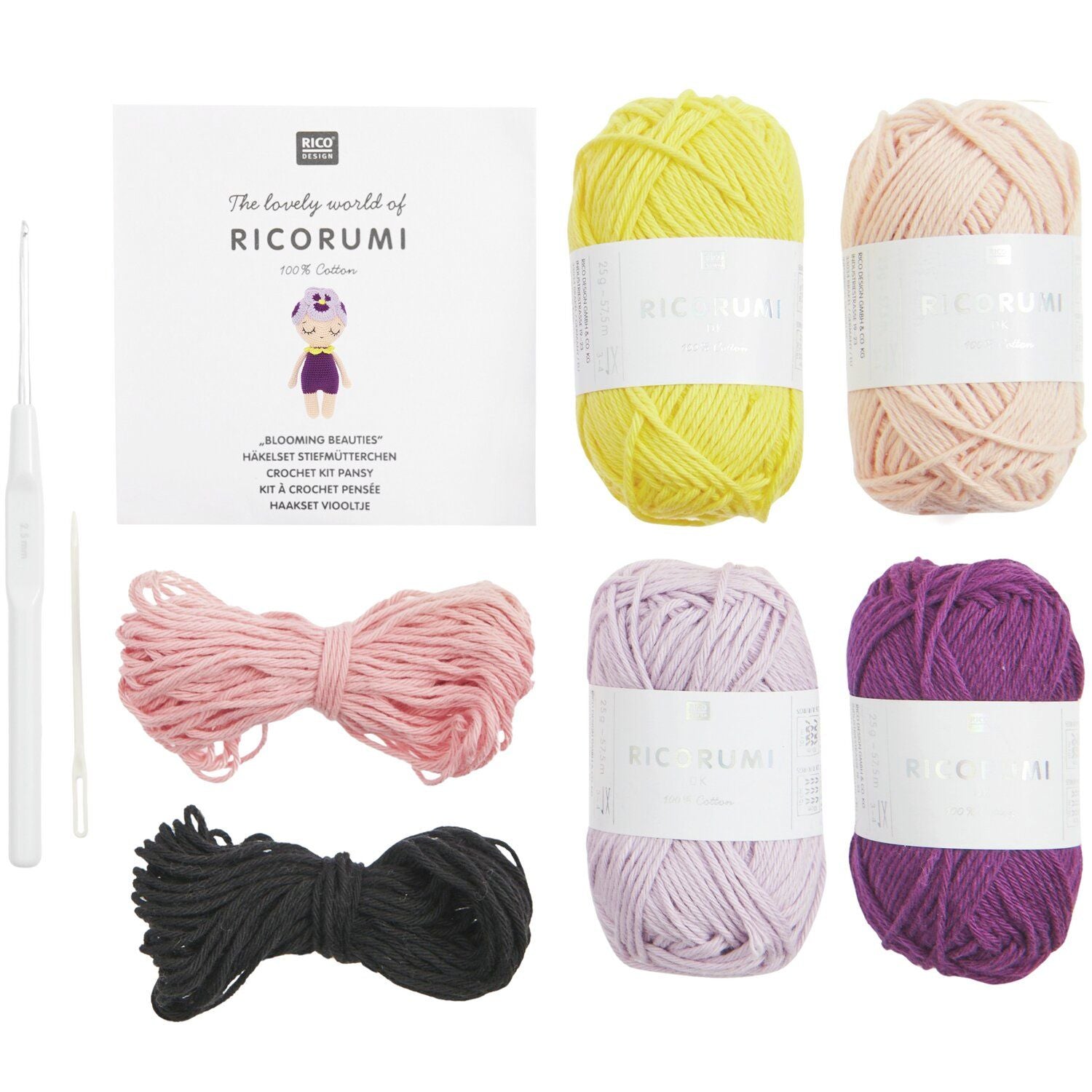 Rico Design Ricorumi Häkelset Blooming Beauties – 7 Stk., Mehrfarbig