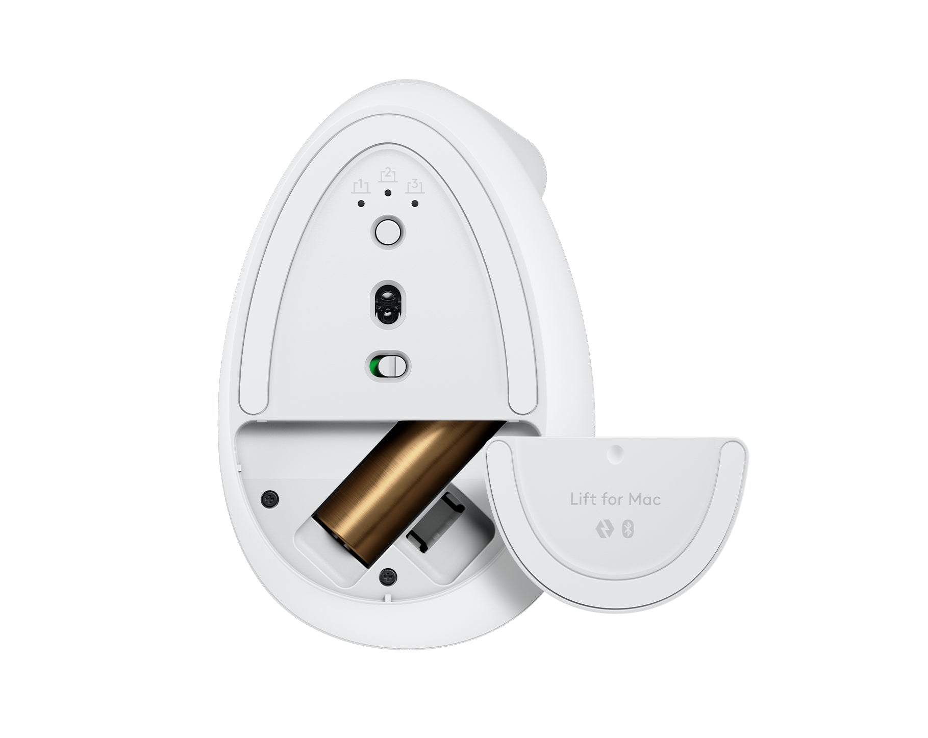 Logitech Lift für Mac Ergonomische Maus – kabellos, Easy-Switch, aus recyceltem Material, weiss